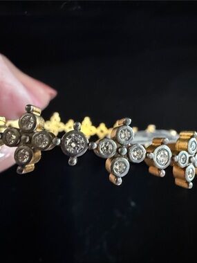 Frieda Rothman Gold and Silver Crystal Floral Bracelet - Women Jewelry